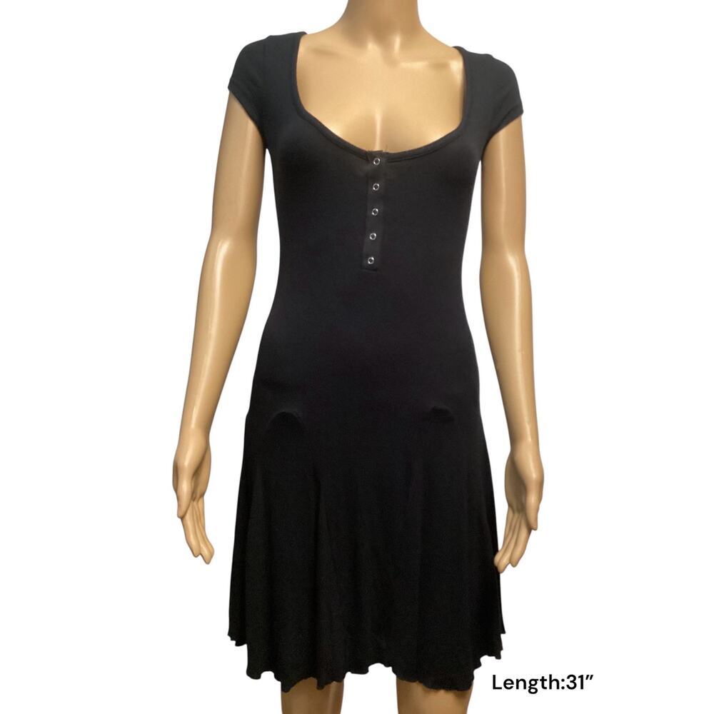 Urban Outfitters Maureen Henley mini dress ribbed texture snap-button front SP